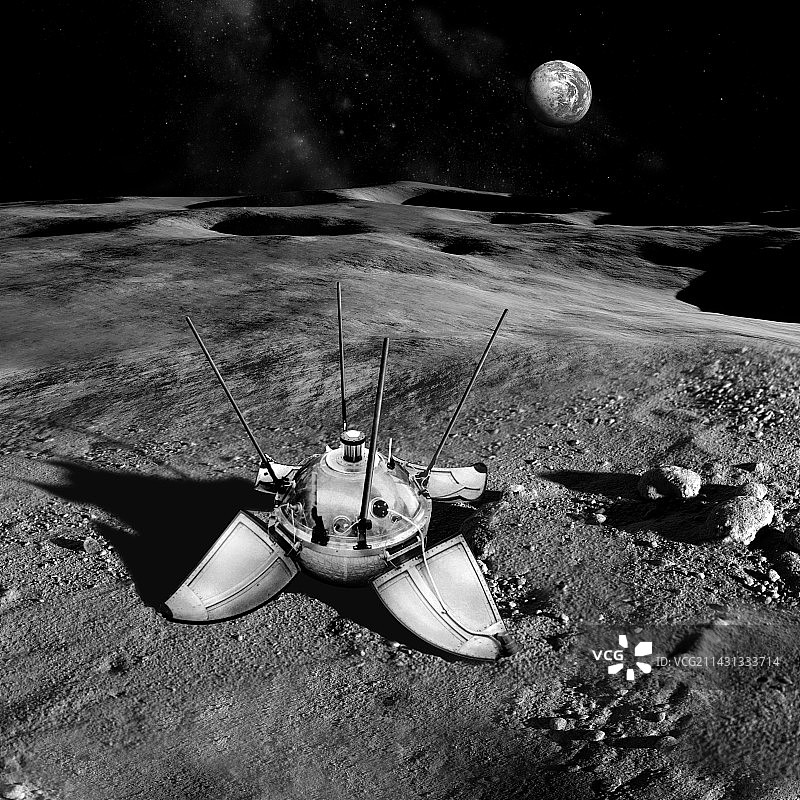 月球上的月球9号着陆器图片素材