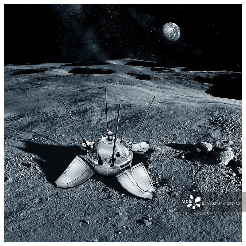 月球上的月球9号着陆器图片素材