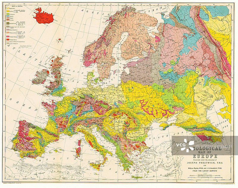 1860年欧洲地质图图片素材