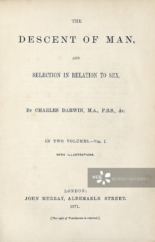 达尔文《人类的由来》(1871)图片素材
