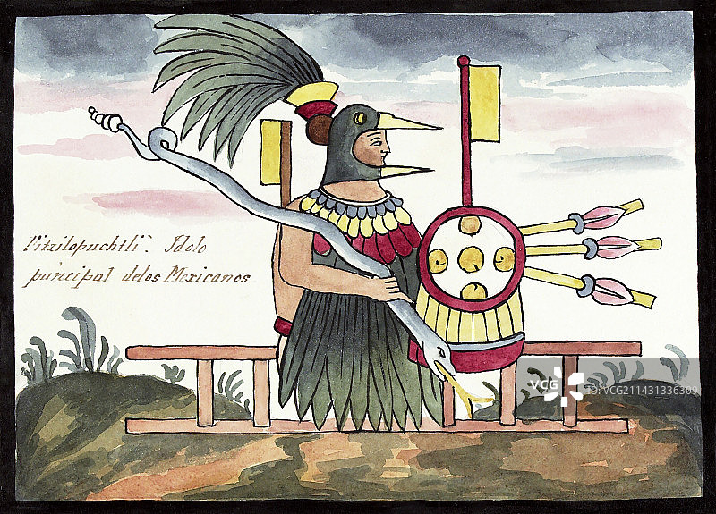 16世纪的阿兹特克神祇威齐洛波奇特利图片素材