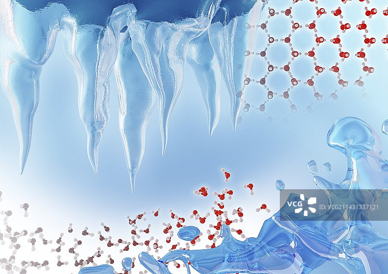水和冰分子结构图图片素材