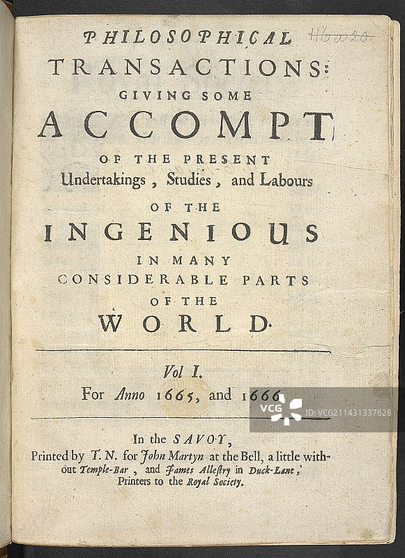 哲学汇刊，第一卷 (1665-6)图片素材