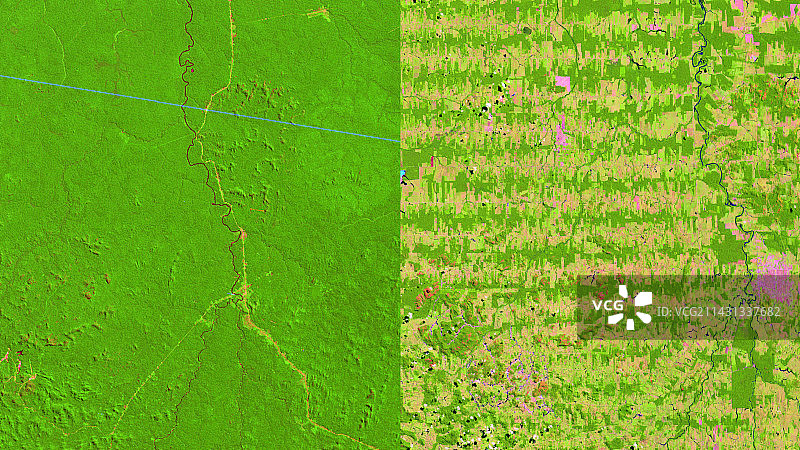 1975年至2012年亚马逊地区的森林砍伐卫星图像图片素材