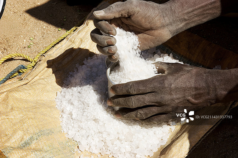 收集盐配给图片素材