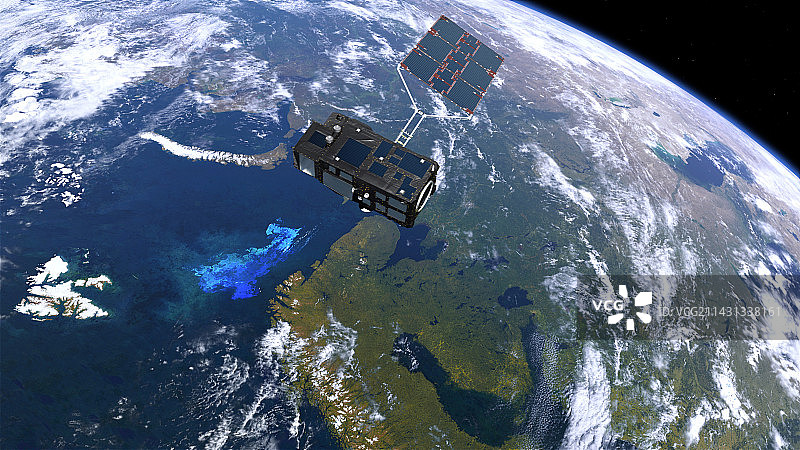 Sentinel-3卫星在轨道上图片素材