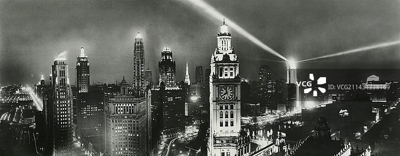 1932年芝加哥夜景图片素材