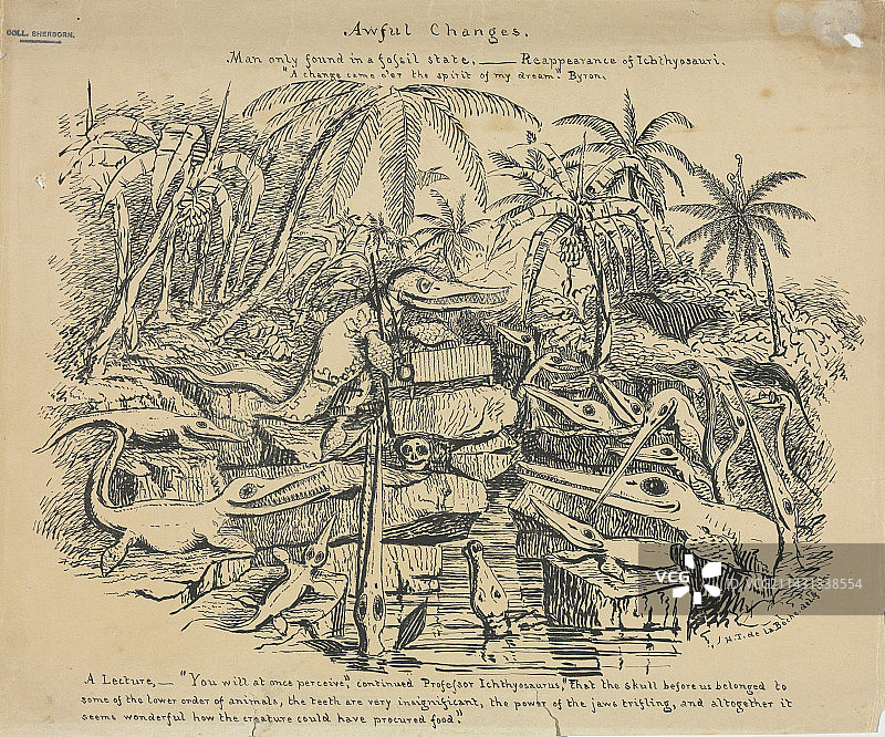 查尔斯·莱尔的漫画，1830年图片素材