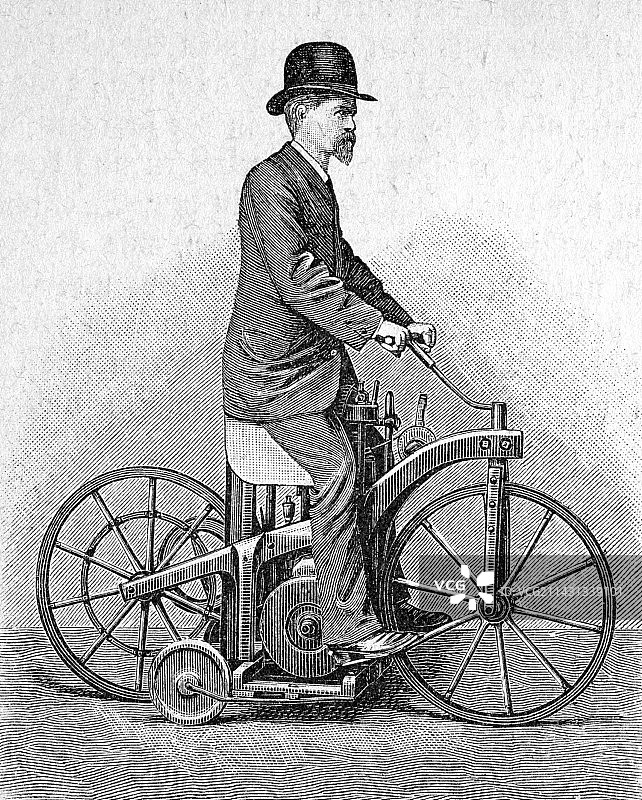 19世纪80年代的早期戴姆勒摩托车图片素材