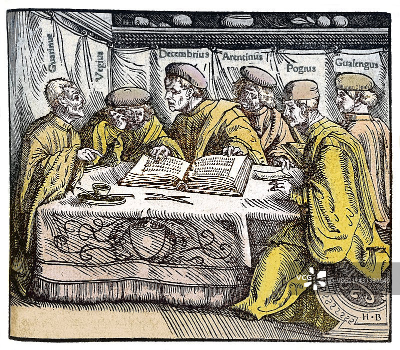 16世纪人文主义学者辩论图片素材