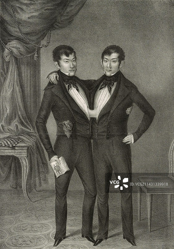 1837年的暹罗双胞胎：昌和恩图片素材