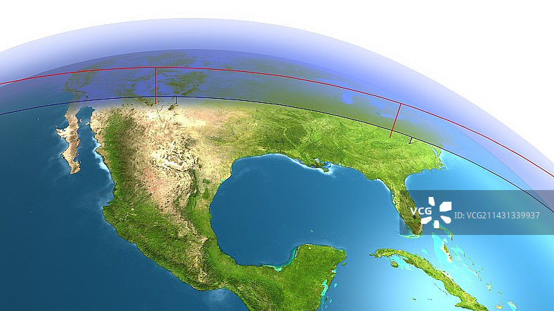 地球到太空的高度示意图图片素材