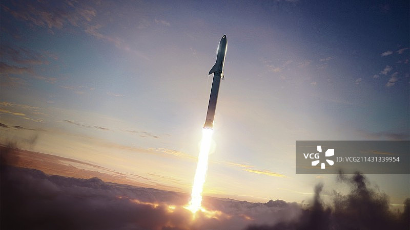 飞行中的大型猎鹰火箭艺术作品图片素材