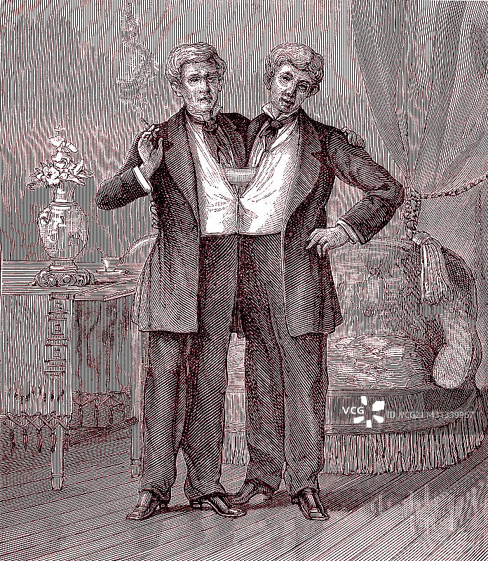 19世纪的连体双胞胎兄弟昌和昂图片素材