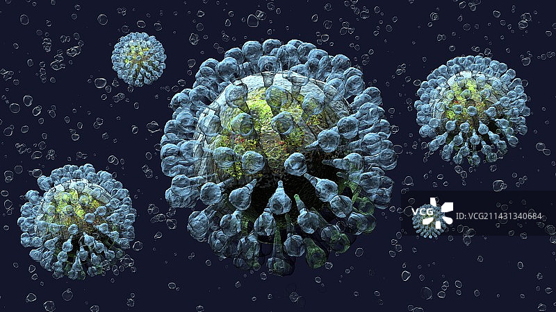 冠状病毒颗粒，插图图片素材