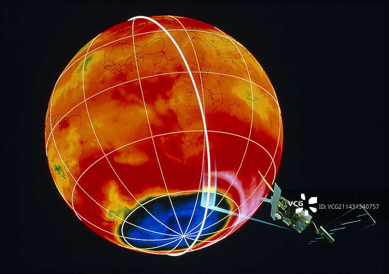 卫星监测南极洲上空的臭氧空洞图片素材