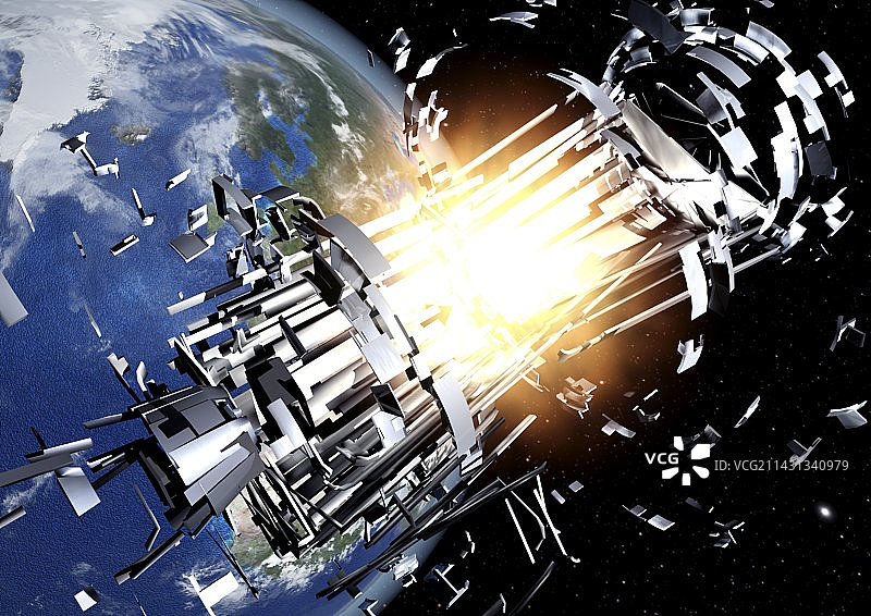 爆炸的卫星，艺术作品图片素材