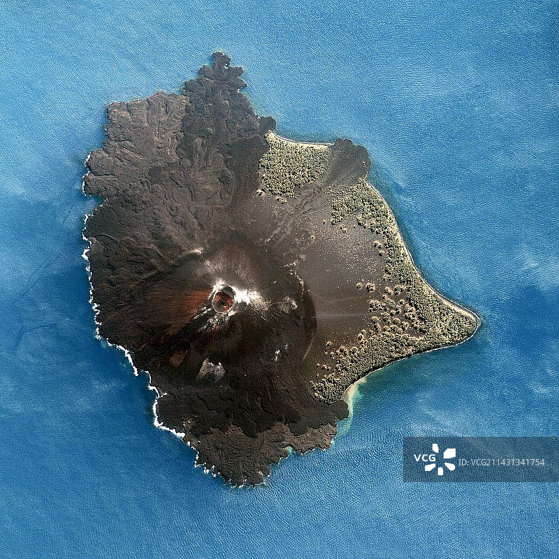 喀拉喀托之子火山卫星图像图片素材