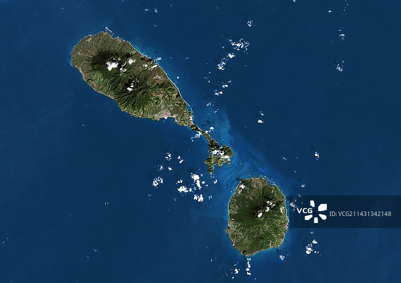 圣基茨和尼维斯卫星图像图片素材