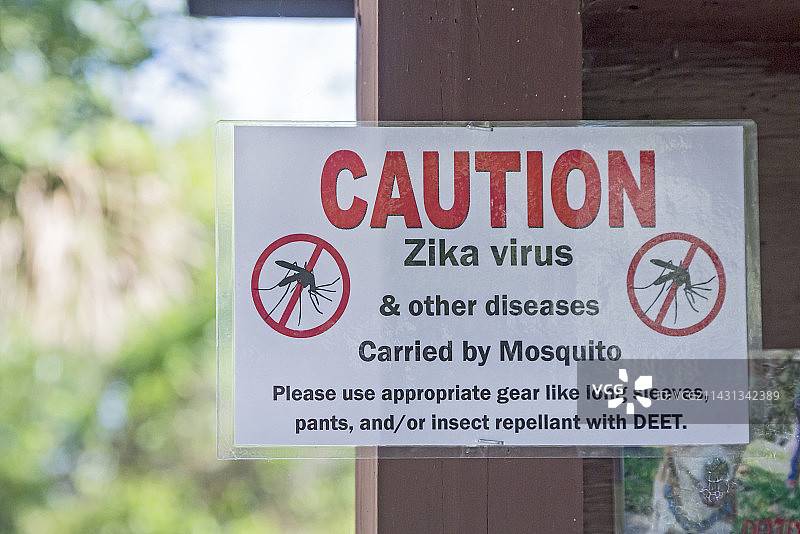寨卡病毒警告标志（美国）图片素材