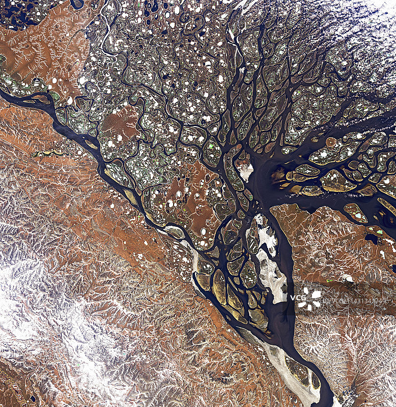 勒拿河三角洲卫星图像图片素材