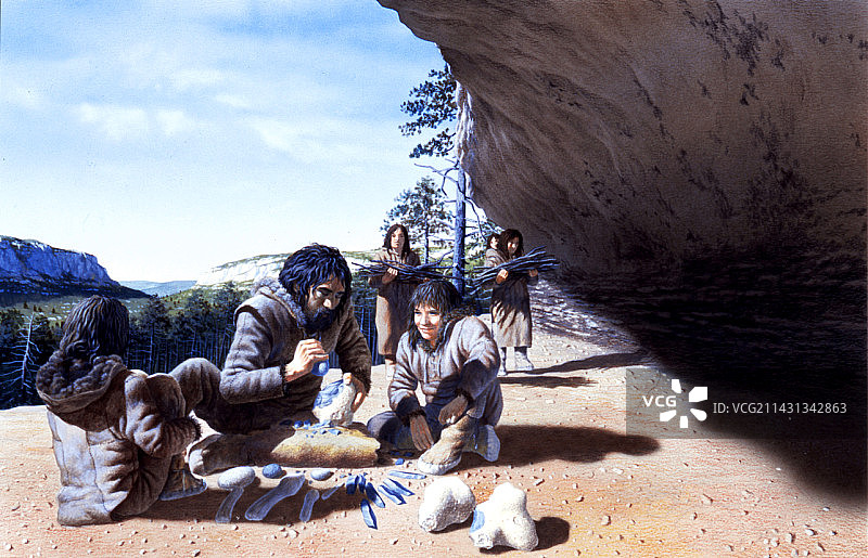 石器时代梭鲁特工具制造图片素材