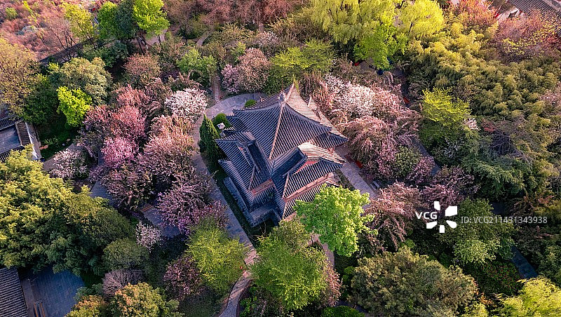 西安青龙寺航拍图片素材