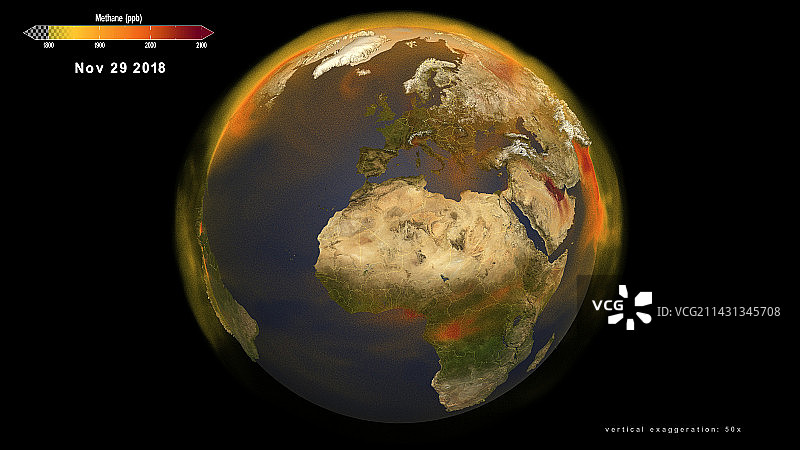 2018年11月全球大气甲烷图片素材