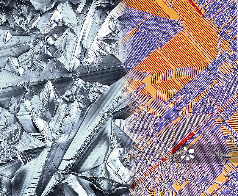 硅晶体和电脑芯片表面图片素材