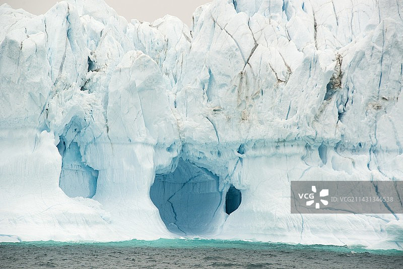 格陵兰斯科斯比峡湾冰山特写图片素材