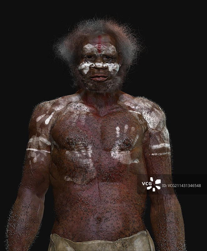 海洋丹尼索瓦人男性插画图片素材