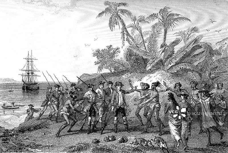 1768年马克萨斯群岛的布干维尔岛插图图片素材