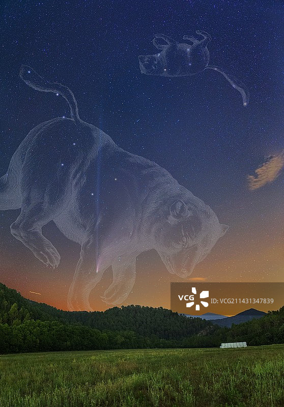 2020年7月的尼欧怀兹彗星和星座图片素材