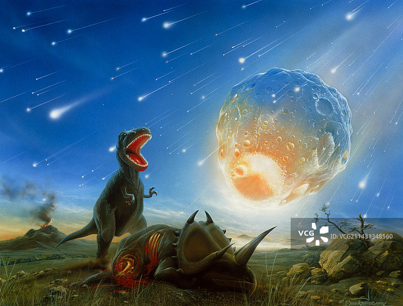 霸王龙与小行星撞击图片素材