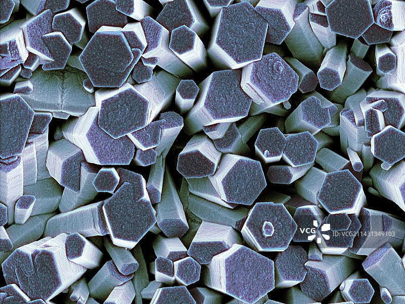 氧化锌晶体，扫描电子显微镜图片素材