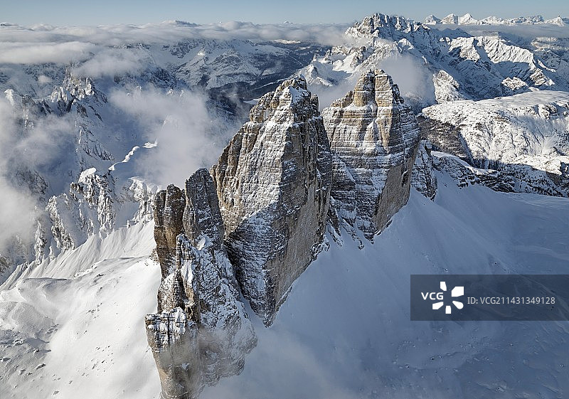 拉瓦雷多三峰，意大利阿尔卑斯山图片素材