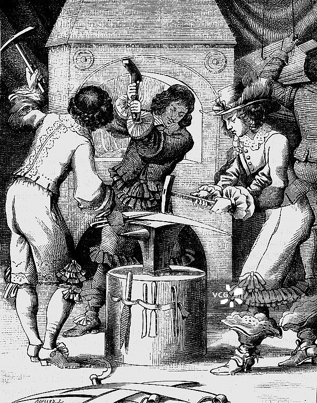 17世纪铁匠，19世纪插画图片素材