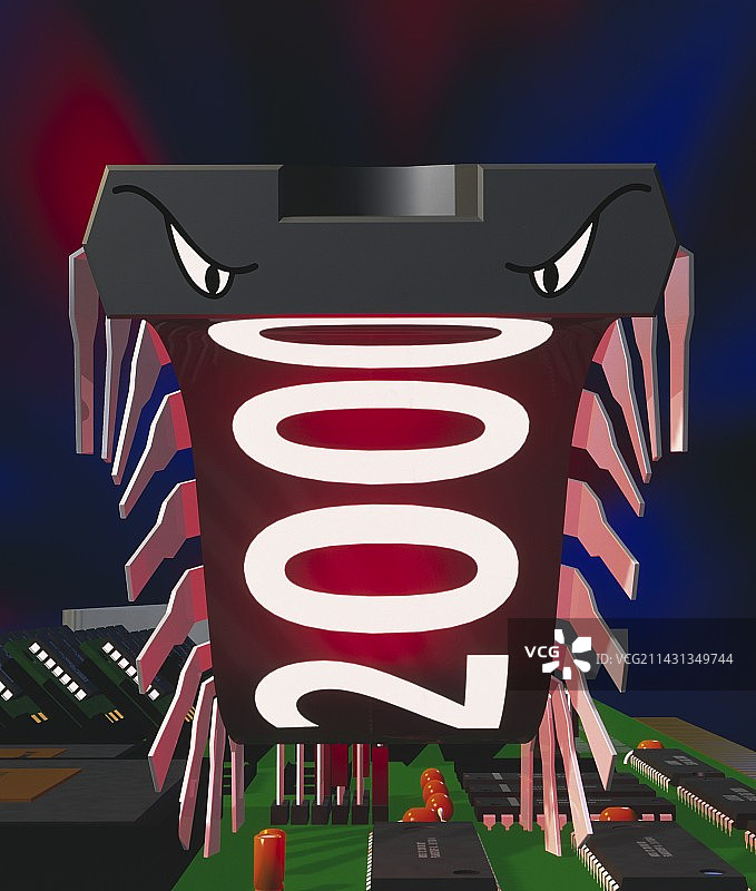 作为微芯片的千年虫的计算机艺术图片素材