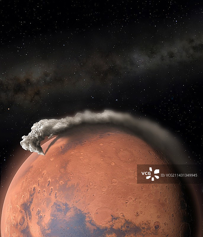 火星上超级火山爆发的艺术作品图片素材