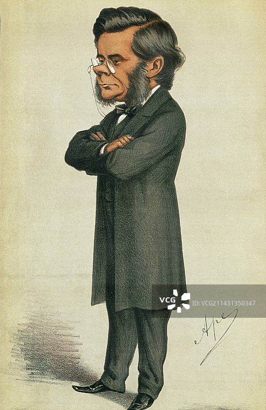 英国生物学家托马斯·赫胥黎的漫画图片素材