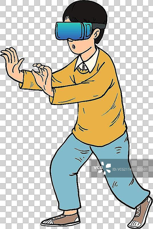 戴着vr眼镜玩游戏的男孩儿人物元素图片素材