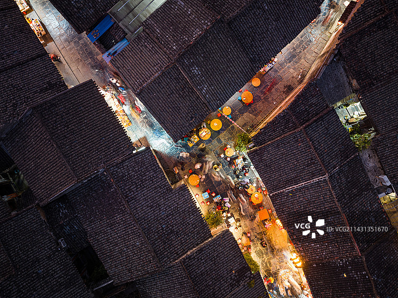 贺州黄姚古镇夜景航拍图片素材