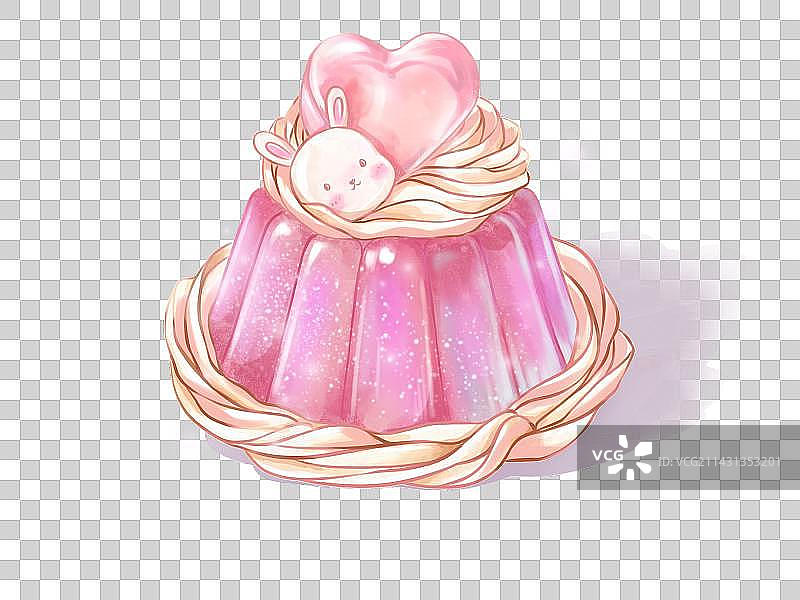 水彩食物布丁兔子爱心果冻免抠图元素图片素材