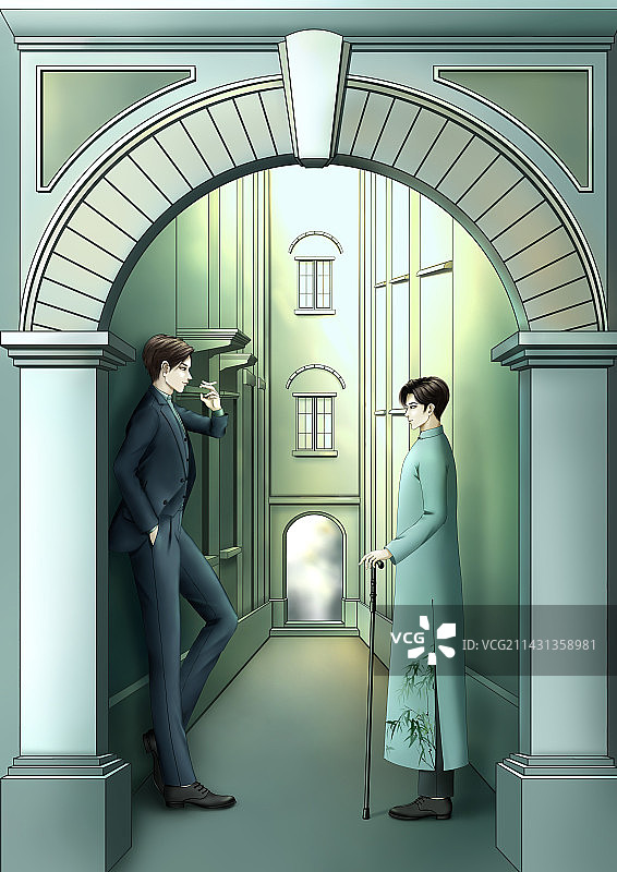 双男主插画图片素材