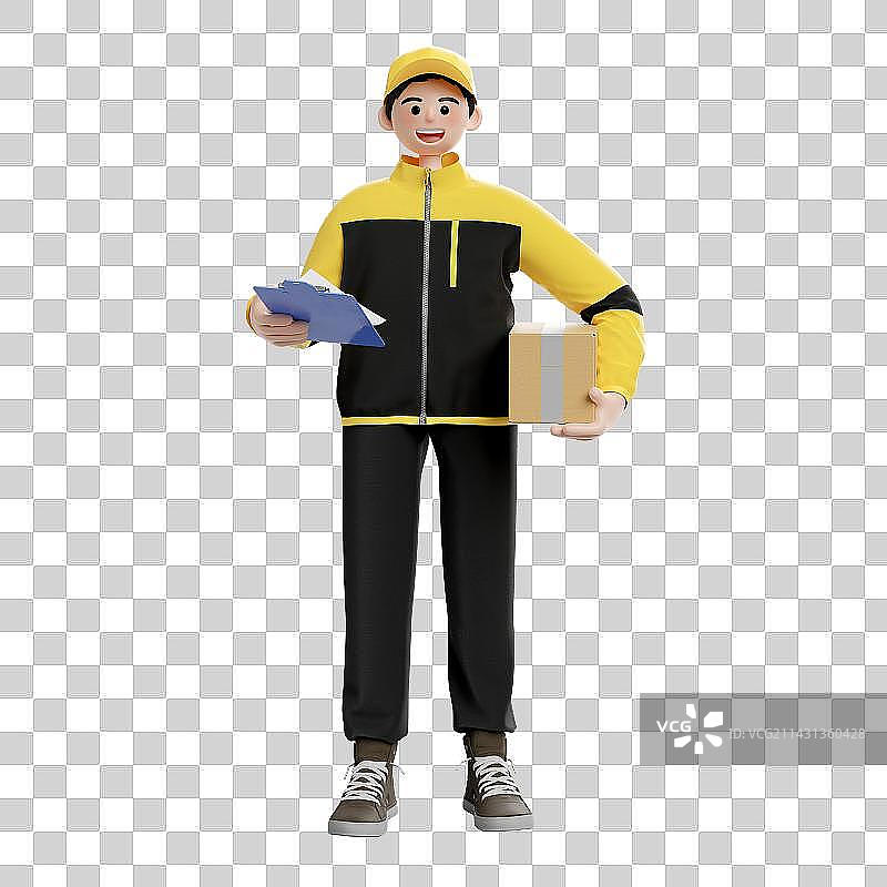 3D渲染卡通风格快递员免抠人物元素图片素材