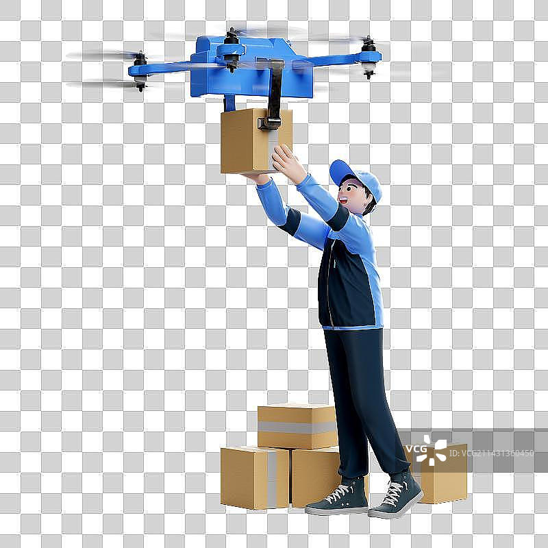 3D渲染卡通风格快递员免抠人物元素图片素材