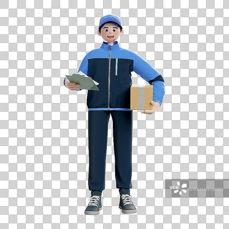 3D渲染卡通风格快递员免抠人物元素图片素材