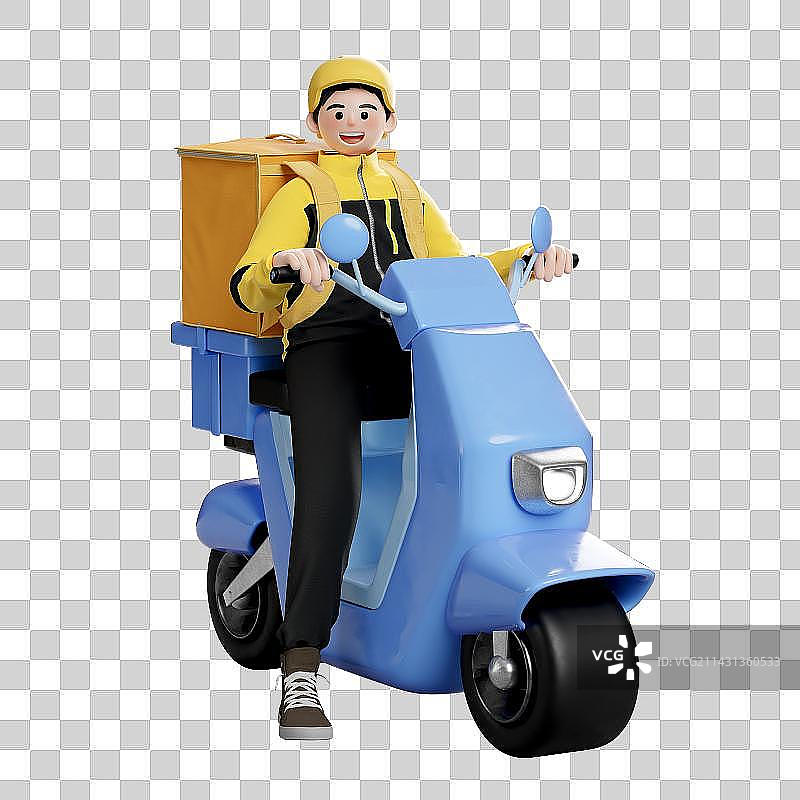 3D渲染卡通风格外卖员免抠元素图片素材