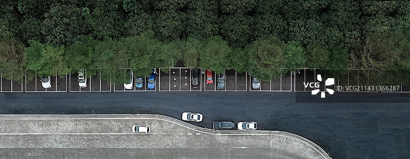 航拍视角下的停车场图片素材