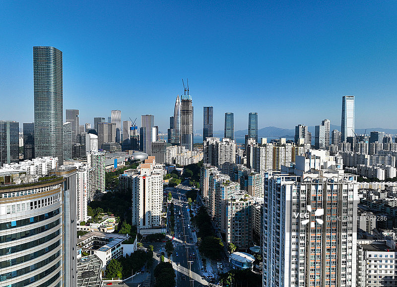 广东省深圳市南山来福士广场南海公园恒驰总部航拍图片素材